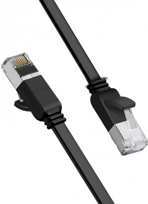 Ugreen Flat Cable Internet Cable Ethernet Patchcord RJ45 Cat 6 UTP 1000Mbps 0.5m Black (50183)