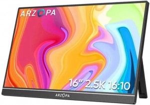 ARZOPA Z1RC Black 16-inch 2K Portable Monitor for PS5 / Xbox / Switch / PC