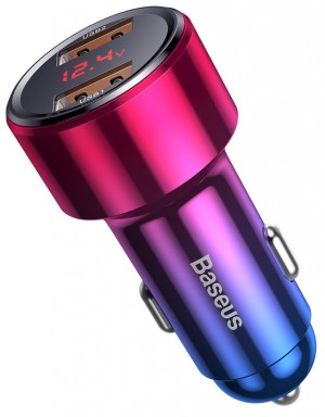 Baseus Magic Series Dual QC Car Charger with digital display 2x USB QC3.0 45W 6A Red (CCMLC20A-09)