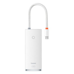 Baseus Lite Series adapter HUB USB Type C - HDMI / 4x USB 3.0 20cm white (WKQX040002)