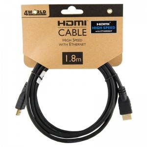 4World HDMI - HDMI cable High Speed with Ethernet (v1.4), 3D, HQ, BLK, 1.8m (08604)