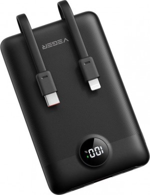 Veger powerbank 10000 mAh with built-in cables Type C / Lightning 22.5W C11 (W1170) Black