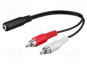 Goobay CABLE-407/0.2 Cable; Jack 3.5mm 3pin socket,RCA plug x2; 0.2m; black