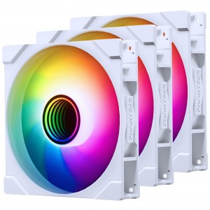 PHANTEKS M25 Gen2 PWM D-RGB Fan 3-Pack - Reverse Blade, 140mm, White (PH-F140M25R_G2_DWT01_3P)
