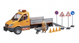 Bruder Toys MB Sprinter Municipal with Light & Sound, Worker, & Accessories (02537)