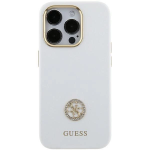 Guess Silicone Logo Strass 4G Case for iPhone 15 - White