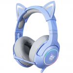 Onikuma K9 RGB Light Double-Head Beam Noise Cancelling Microphone Cat Ear Gaming Headphones Blue