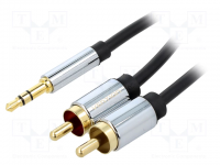 Vention BCFBI Cable; Jack 3.5mm 3pin plug,RCA plug x2; 3m; black; Øcable: 3.8mm