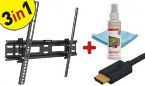 Barkan CM310 Tilt TV Mount + Screen Cleaner + HDMI Cable