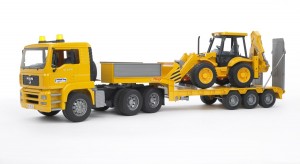 Bruder MAN TGA Low Loader Truck with JCB 4CX Backhoe Loader (02776)