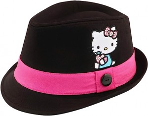 SANRIO Hello Kitty Cotton Fedora or Cadet Fun Character Hat with Satin Applique, Little Girls, Age 4-7 (Bērnu Cepure) HKF33926TG