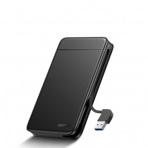 Ugreen pocket SSD / HDD enclosure 2.5'' SATA built-in USB-C cable black (CM352)