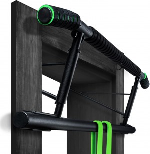 Veluris Pull-Up Bar Door Frame - Heavy Duty Pull Up Bar [up to 200 kg] - Door Bar without Assembly - Also for Dips & Push Ups (Rounded)