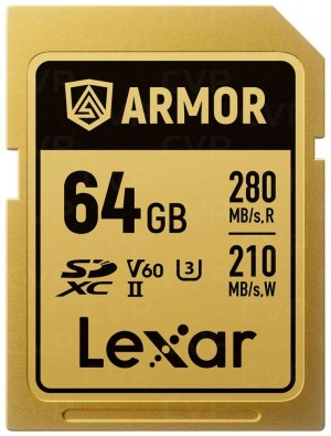 Lexar SDXC ARMOR Gold UHS-II U3, Stainless Steel, IP68 R280/W210 (V60) 64GB (LSDAMGL064G-RNNNG)