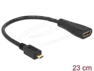 Delock Cable HDMI Micro-D Plug to HDMI-A Socket 23 cm (65391)