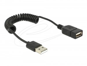 Delock Extension Cable USB 2.0-A Plug Socket spiral cable (83163)