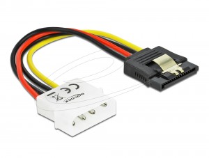 Delock Cable Power SATA HDD to Molex 4 Pin Plug with metal clip straight (60120)