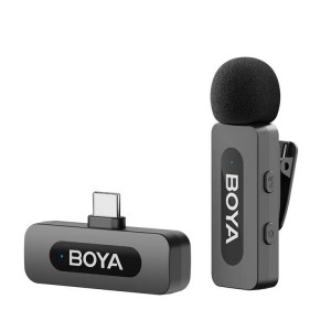 Boya BY-V10 2.0 Ultracompact Wireless Microphone System with USB-C Connector for Mobile Devices (2.4 GHz)