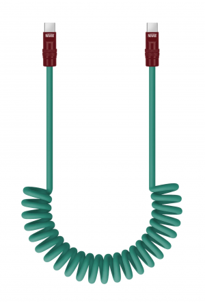 Newell USB-C to USB-C Cable, 100 W, 1.5 m, Silicone, Spiral, Green and Burgundy