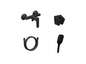 Ravak LF 032.20BLM.+S Wall-mounted Shower Tap With Shower Set Matt Black (X07S112)