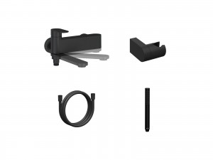 Ravak CR II 022.20BL.+S Wall-mounted Bathtub Tap With Shower Set Black (X07S120)