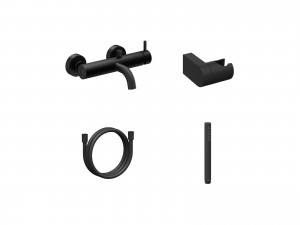 Ravak ES 022.20BLM.+S Wall-mounted Bathtub Tap With Shower Set Black Matt (X07S125)