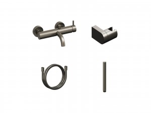 Ravak ES 022.20GB.+S Wall-mounted Bathtub Tap With Shower Set Graphite Brushed (X07S126)