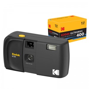 Kodak EC35 35mm Film Camera Bundle with Kodak Ultramax 400/24EXP 35mm Roll Film Midnight Black