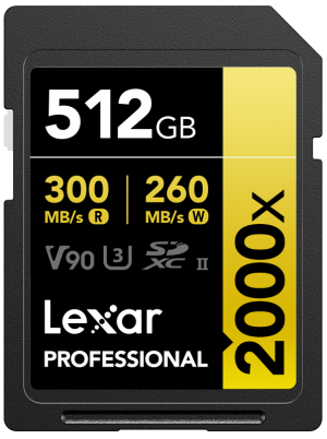 Lexar SDXC Pro 2000X UHS-II U3 R300/W260 (V90) 512GB (LSD2000512G-RNNNG)