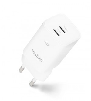 45W GaN Charger, 2x USB-C, White