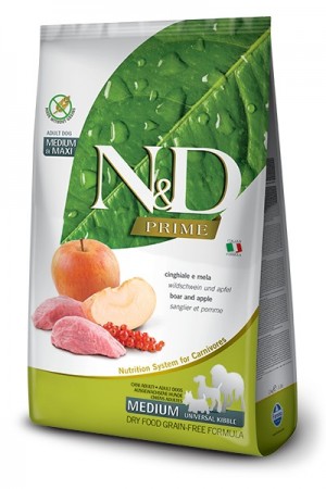Farmina N&D Prime Dog Wild Boar and Apple Adult Medium and Maxi 12kg (8010276036094)