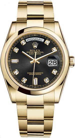 Rolex Day-Date 36mm Mens Watch Model 118208-BLACDIA