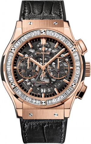 Hublot Classic Fusion Aero Diamond Cut Baguettes Mens Watch Model 525.OX.0180.LR.1904
