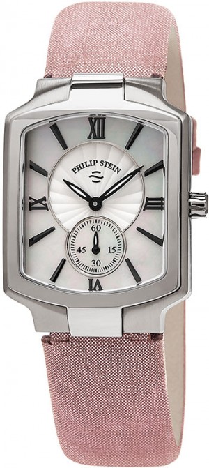 Philip Stein Philip Stein Women's 'Classic Square' Mother of Pearl Dial Pink Metallic Leather Strap Quartz Watch Ladies Watch Model 21-CMOP-CMLA