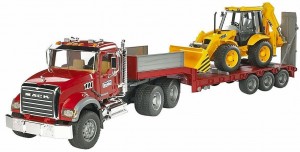 Bruder MACK Granite Truck with Low Loader and JCB 4CX (02813)