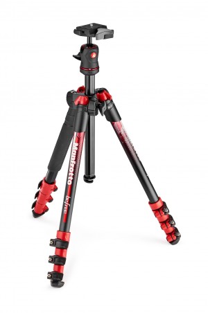 Manfrotto BeFree Color Aluminium Travel Tripod Kit Red (MKBFRA4RD-BH)