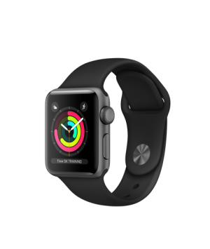 Apple Watch Series 3 38mm Space Gray Aluminum Case with Black Sport Band MTF02
