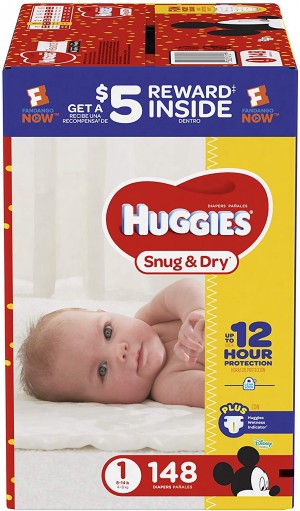 Huggies Snug & Dry Giga Jr Pack - 148 pieces, Size 1 - Disney Mickey Mouse (036000431070) (Ražots ASV)