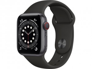 Apple Watch Series 6 44mm GPS Space Gray Aluminium Case with Sport Band Black M00H3EL