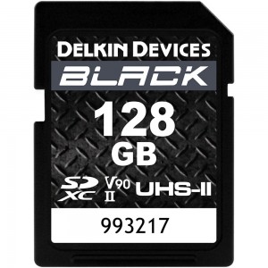 Delkin Devices SDXC 128GB BLACK UHS-II V90 U3 Read 300 MB/s, Write 250 MB/s (DSDBV90128)