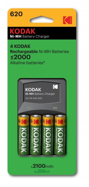 Kodak Charger K620-E + 4 Rechargeable Batteries 2100 mAh (30952195)
