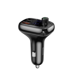 Baseus T Type Car Charger with FM Transmitter and Bluetooth Black (CCTM-B01)