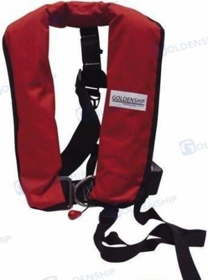GOLDENSHIP Auto un manuāli piepūšamā veste (RED) 150N (GS80159)