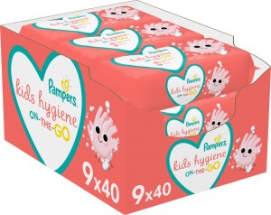 Pampers Kids Hygiene on-the-go baby wet wipes 9x40 pcs.