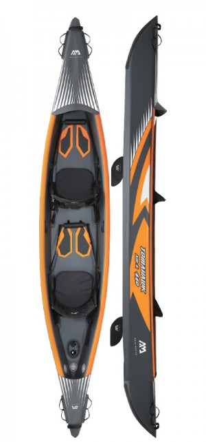 Aqua Marina Tomahawk AIR-K 440 2-person DWF High-end kayak, Double action pump, Zip backpack (paddle excluded) (Air-K 440)