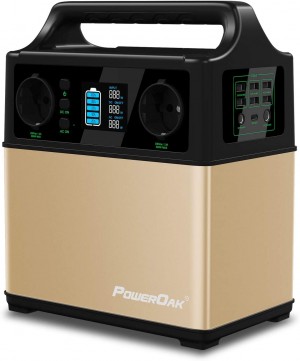 PowerOak 400Wh Portable Energy Storage with Lithium-Ion Cell Solar GeneratorChargeable via Wall Socket Solar Cells 12V Vehicle Lighter Socket