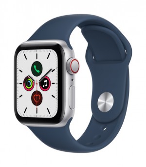 Apple Watch SE GPS + Cellular 40mm Silver Aluminium Case with Abyss Blue Sport Band - Regular MKQV3EL/A