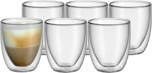 WMF Kult Cappuccino Glasses Set Double-Walled Glasses 250ml Floating Effect Thermal Glasses