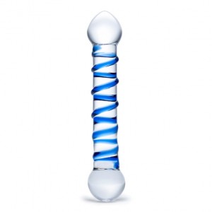 Glas Toys Classic Dildo Blue Transparent Glass 165mm 2.54cm (4890808205655)