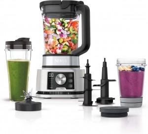 Ninja Foodi 3-in-1 Power Nutri Mixer with Container (2.1 L) Cup (700 ml) and Bowl (400 ml) 1200W CB350EU Silver